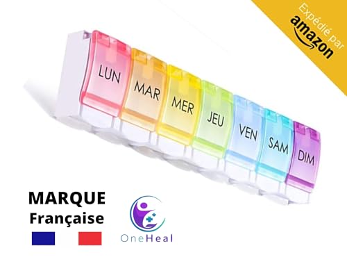 Pilulier Semainier FRANCAIS 7 jours | Pilules, Medicament Pour chaque jour de semaine | Rangement Grande capacité | Ouverture facile |Ideal Voyage| Accessoire médicaux Arc-en-ciel Sans BPA – Image 3