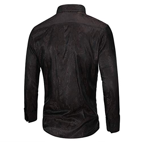 Allthemen Herren Paisley Hemd Langarm Jacquard Hemd für Männer Regular Fit Stickerei Freizeithemd – Bild 3