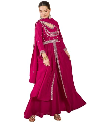 Anarkali fuchsia Varanga la tenue de mariage idéale pour briller en soirée