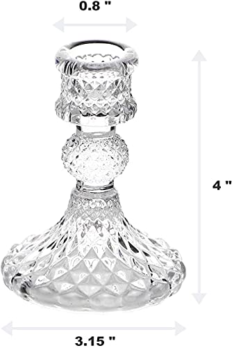 Clear Glass Candlestick Holder Set of 2,Taper Candle Holders Fit 0.8 Inch Candles - Image 2