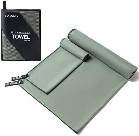 Camping Towel,2 Pack Microfiber Travel Sports Towel,Quick Dry - Super Absorbent - Ultra Compact -Ultra Soft - Lightweight.Suitable for Gym,Yoga,Trip,Beach, Shower, Backpacking,Pool(Army Green)