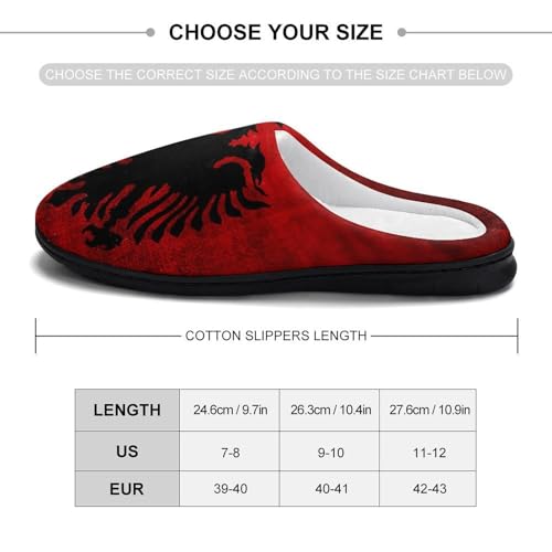 Albanian Flag Women's Cotton Slippers Indoor Outdoor Slip-on Warm House Shoes with Anti-Skid Rubber Sole2