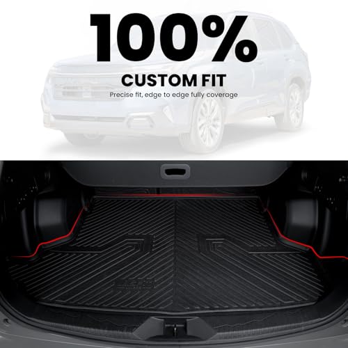 Image of LASFIT Cargo Mat for Subaru Forester Gas 2026 2025 (& 2026 Wilderness) | All Weather TPE Custom Fit Easy Clean Durable Cargo Tray Liner Trunk Mat & Backrest Mats Accessories, Black
