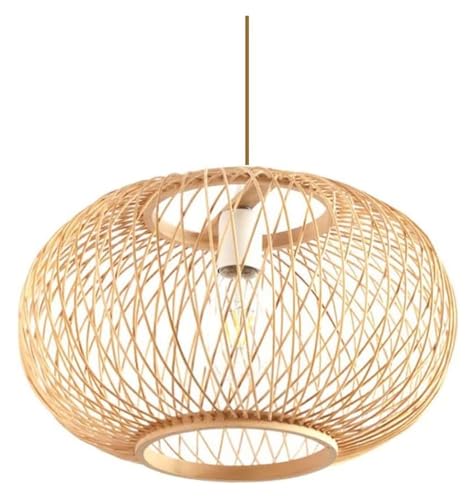 Lampe à suspension rotin lustre style chinois abat-jour tressé fait main