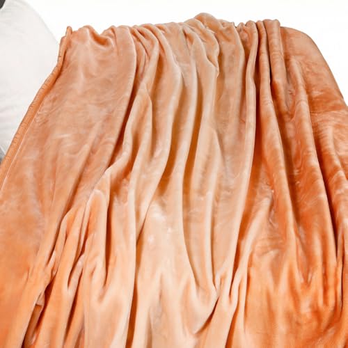 Image of ABRAZO Reversible Mink Blanket for Winter & AC | Double Bed 220x240 cm Soft & Warm Blanket /Dohar /Quilt /Comforter | All Season Use | (Tangerine)