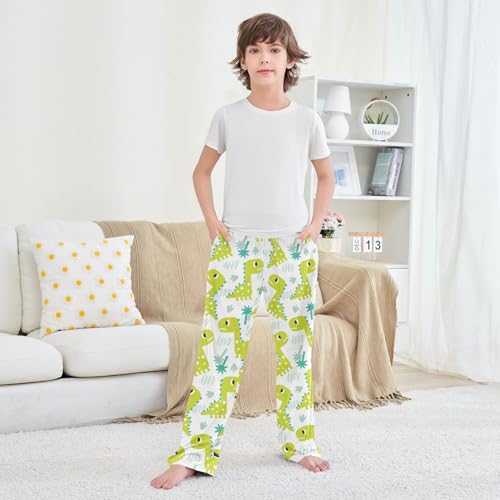 ZZKKO Green Dinosaur Pattern Boys Pants for Kids Jogger Pants with Pockets S-XL 6