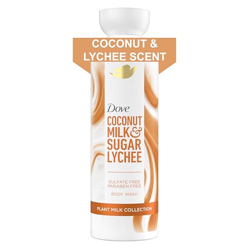 Dove Plant Milk Cleansing Body Wash Coconut & Lychee for Moisturized Skin Gentle Cleanser, No Sulfate Cleansers or Parabens, 98% Biodegradable 17.5 fl oz