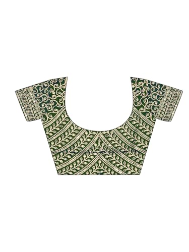 Image of Satrani Women's Tissue Silk Sequin Embroidery Scalloped Border Saree with Unstitched Blouse Piece