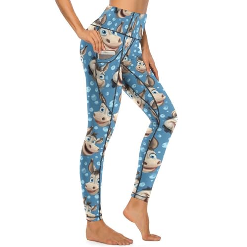 Legging imprimé cheval mignon pour femme pantalon de yoga sport taille haute