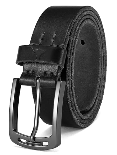 Image of CHAOREN Full Grain Leather Belts for Men - Mens Belt for Jeans - Timeless Elegance for Casual Dress, Cowhide Black, 36
