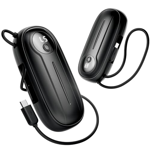 Hand Warmers Rechargeable 2 Pack with Built-in USB-C Cable,14000mAh Dual-Sided Pocket Heater,5 Level,Full-Palm Fast Heating Lasts 24hrs, LED Display, Gifts for Her,Him Hunting, Camping, Golf, Raynaud