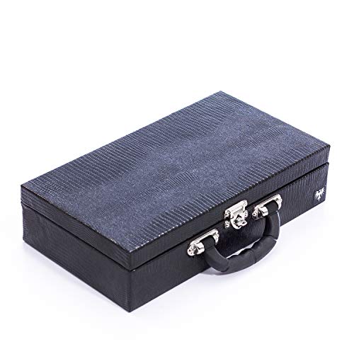 Maleta Porta-Relógios Total Luxo Couro Ecológico Preto Preto 12 Divisórias (6x2)