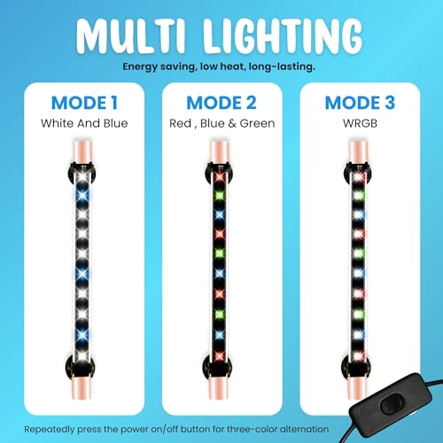 Buraq Multi-Color LED Aquarium Light, Waterproof, Energy-Efficient, WRGB Multi-Color Modes, Submersible Aquarium Lights for Fish Tanks (Upto 2.5 Ft Tank), Glass