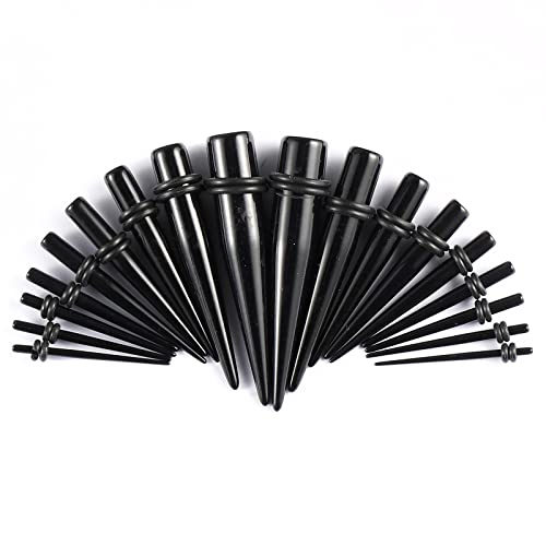 Memsion Ear Stretching Kit Gauges For Ears, 46 Pieces 14G-00G Ear Gauges Expander Set Acrylic Ear Tapers And Plugs Body Earring Piercing Kits Black Color thumb #1