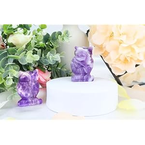 QINJIEJIE 2" Amethyst Owl Decor Crystals Stone Figurines Carved Gemstone Owls Statue Healing Home Room Sculpture Natural Lucky Owl Decorations Cute Purple Office Desk for Women Men QINJIEJIE 2 Amethyst Owl Decor Crystals Stone Figurines Carved Gemstone Owls Statue Healing Home Room Sculpture Natural Lucky Owl Decorations Cute Purple Office Desk for Women Men