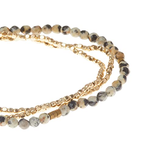 Scout Curated Wears - Women's Delicate Stone Wrap Bracelet & Necklace - Dalmatian Jasper/Gold4