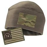Gadsden and Culpeper Coyote Fleece Watchcap & Tactical Patch Bundle - Subdued Bennington