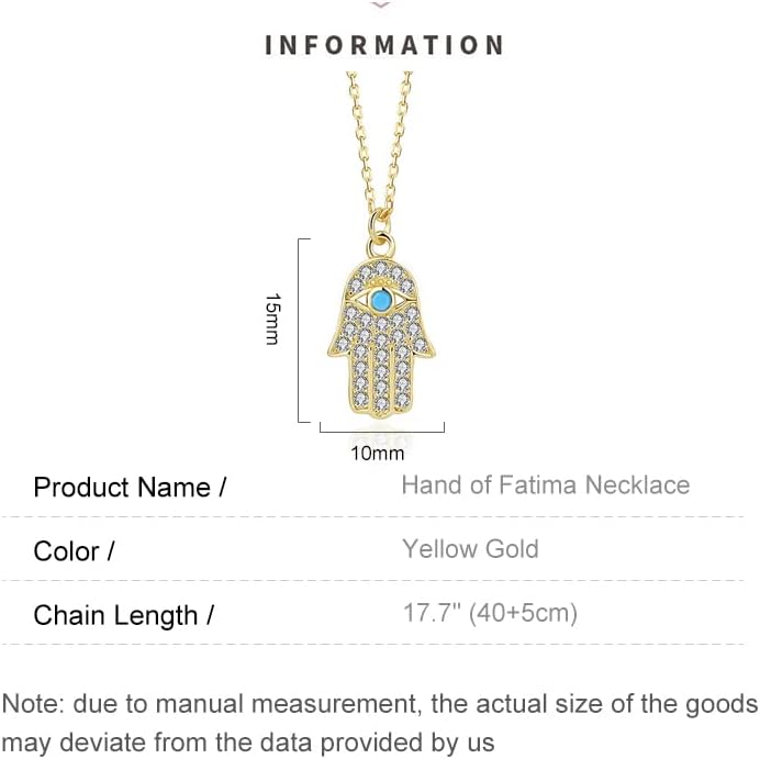 14K Gold Moissanite Hand of Fatima Necklace, Turquoise Evil Eye Pendant Necklace, Birthday, Mother's Day Gift for Mother, Wife, Girlfriend - Image 2