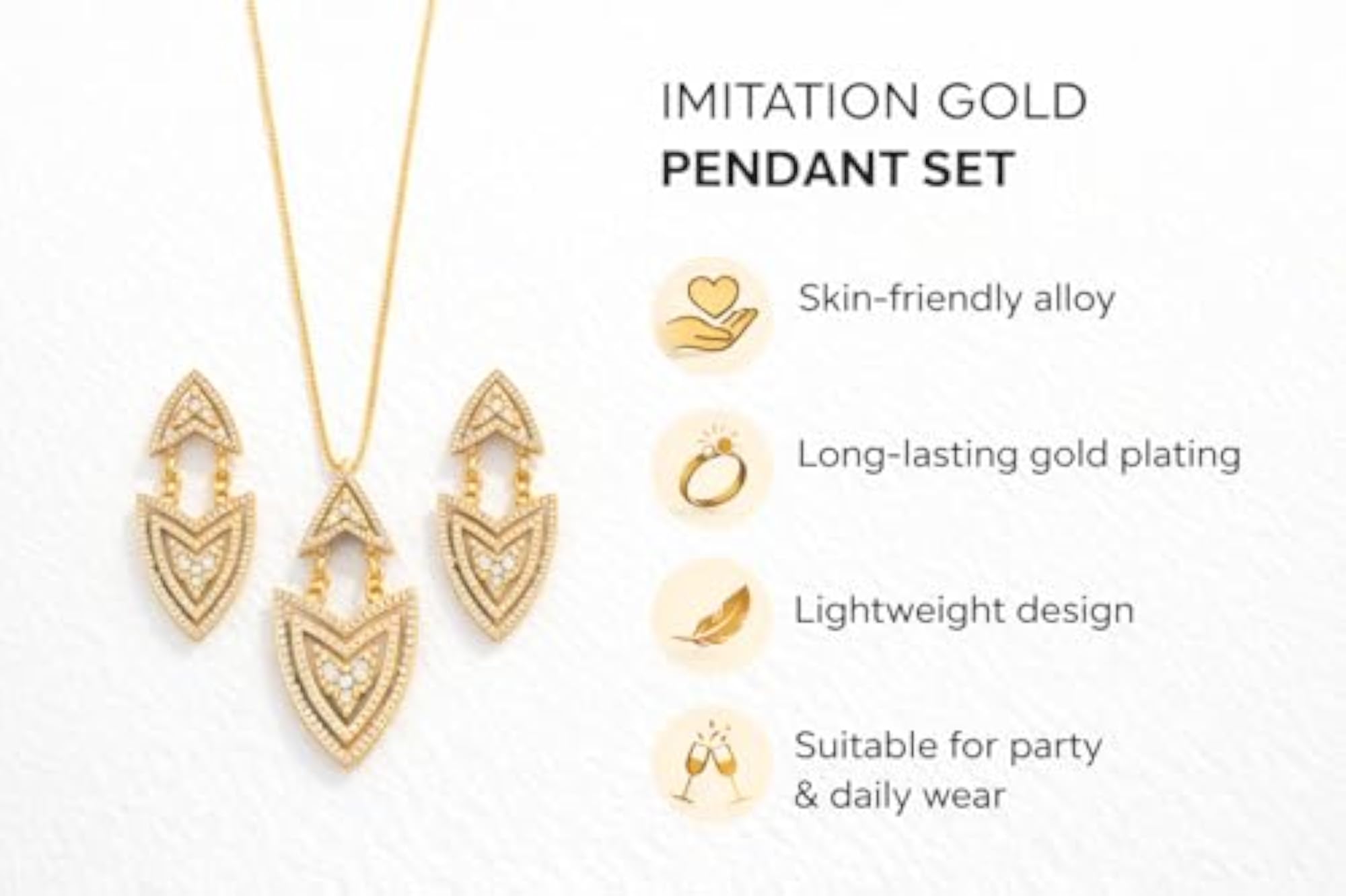 Trendy American Diamond Gold Plated Pendant for Women