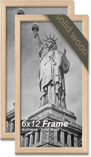skyDrama Natural Solid Wood 6x12 Picture Frame, Display 6 x 12 Inch Picture Poster Photo, Vertical...