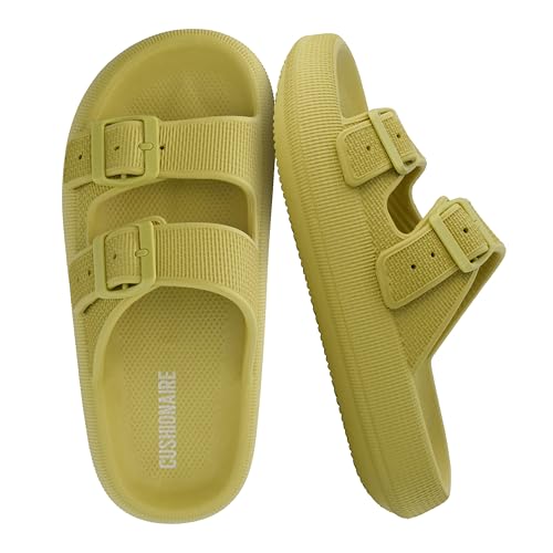Image of CUSHIONAIRE Fame Pillow Recovery Sandals for Women, Adjustable Double Buckle Waterproof EVA Cloud Slides for Women