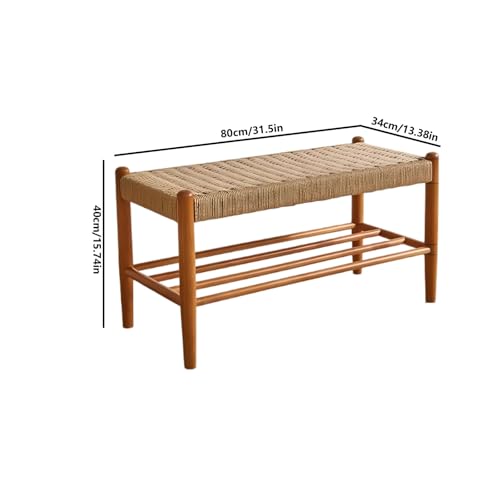 Taburete multifuncional de madera maciza de 34 cm contra el desorden 3