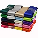 1 Inch Wide Solid Color Double Sided Polyester Satin Ribbon 20 Colors X 2 Yard Each Total 40 Yds Per
