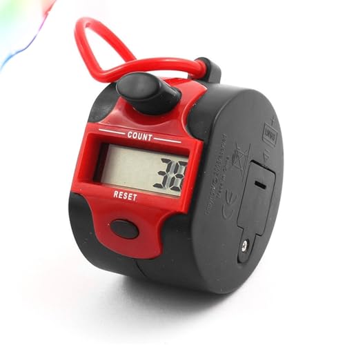 Contador de clic LCD de 5 dígitos para escritorio de oficina en negro y rojo