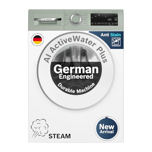 Image of Bosch 10 kg, 5-Star, Anti Stain & AI Active Water+ Fully-Automatic Front Loading Washing Machine (WGA254ZJIN, Iron Steam Assist, Anti Tangle, Reload Function, In-Built Heater, Autumn Green)
