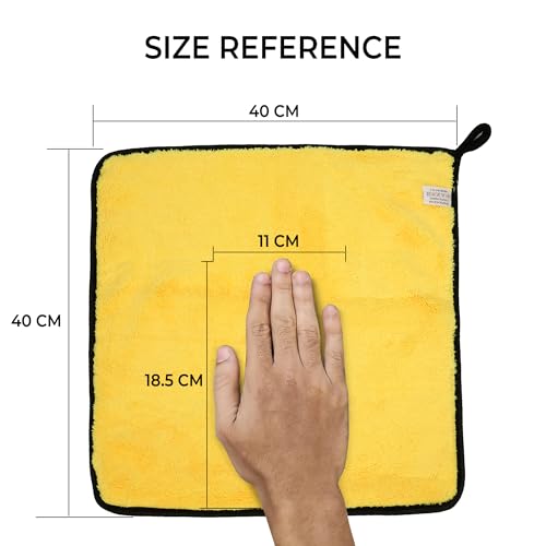 Image of Cutting EDGE 800 GSM - Set of 2 - Coral Microfiber Car Cleaning & Drying Towel (40 x 40 cm), Ultra Soft Thick Lint-Free & Scratch-Free Cloth for Car Wash, Polishing & Detailing