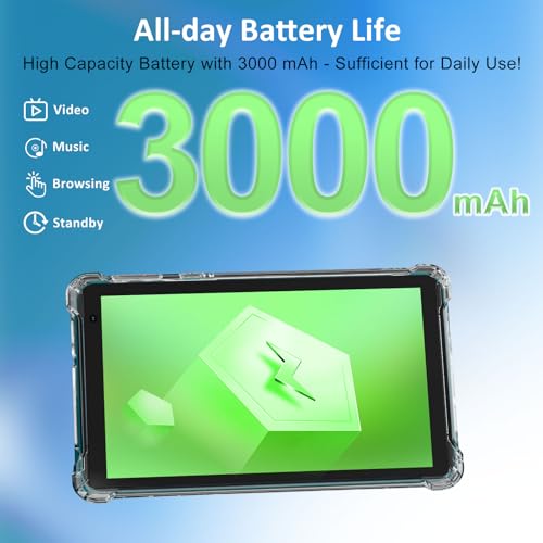 Image of BYANDBY Tablet 7 inch Android 15.0 Tablet, 8GB+32GB ROM （1TB Expand）, Quad-Core, WiFi, GMS, Dual Camera, Educational, Games (Green)