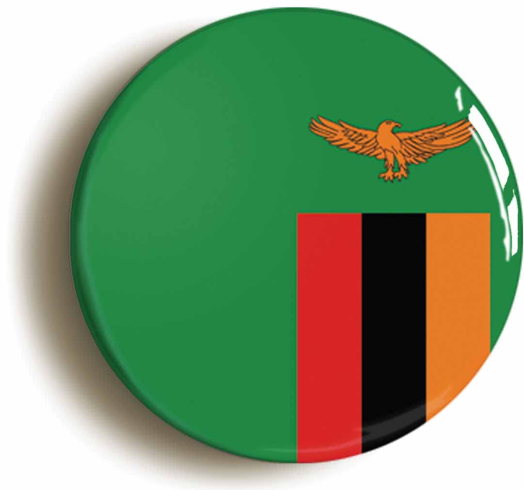Zambia National Flag Fridge Magnet (Circular 2inch / 50mm Diameter)