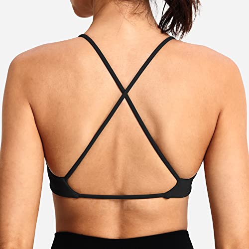 Yeoreo Coral Sports Bras For Women Criss-Cross Back Padded Workout Running Yoga Bra Casual Crop Tops Thin Straps Bra #TOP4