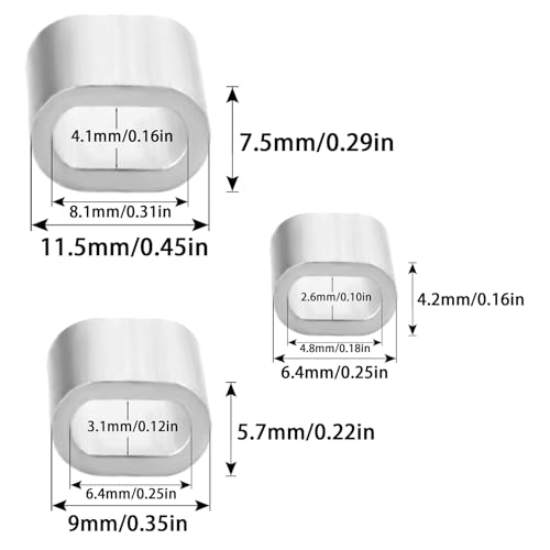 120PC Aluminium Pressklemmen,Aluminiumhülse Ovale Würgeklemmen,Alu Drahtseilklemme 2/3/4MM,Drahtseilklemme Quetschhülsen,Pressklemmen Seilverbinder Doppelhülsen,Ovale Crimpschlaufe Würgeklemmen,Kiuiom