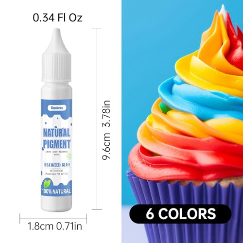 Image of Natural Liquid Food Coloring Set - 12 Vibrant Colors, 0.34 fl oz Each, Food-Grade, Gluten-Free, Odorless, Vegan, Non-GMO, Kosher Safe Dye for Baking, Cake Decorating, Easter Eggs, Icing, Cookies, Drinks & Fondant (Six-color set)