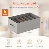Lifewit Organizer do Szafy na Ubrania, Organizery na Jeansy do Szafy z 6-Komorową Składaną Szufladą na Ubrania, 42 x 27 x 17cm na Spodnie, Koszulki, Swetry, Legginsy, 6-paks