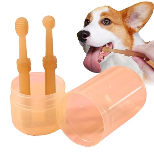 犬用歯磨きキット、犬用歯ブラシ,ポータブル猫歯磨きキット | 犬用歯ブラシ、舌スクレーパー付き小型犬用歯ブラシ、猫用歯ブラシ、小型犬・中型犬猫用歯磨きブラシ