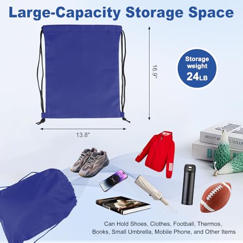 Image of 5-Pack Waterproof Drawstring Backpacks, Soccer-Texture Oxford Fabric, 16.9 inch x 13.8 inch, Lightweight 0.20 lb Each, No Eyelets, Gym & Marathon Gear Sacks(Blue)