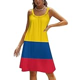 KAOEOSI Colombian Colombia Flag Women's Sling Dress Summer Sleeveless Knee Length A Line Dresses Beach Skirt XL