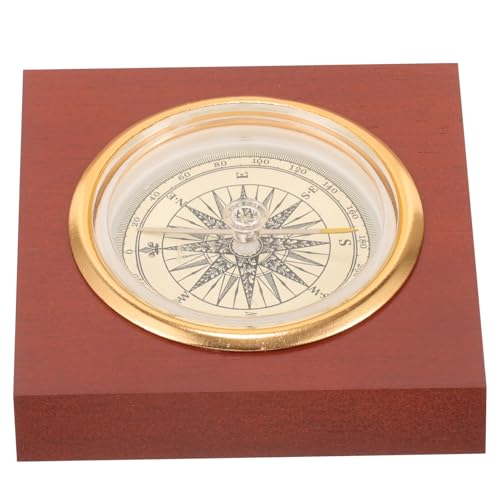 Brújula portátil vintage de madera OSALADI miniatura 1