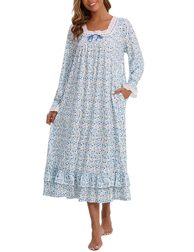 YARISNEY Nightgown for Women Soft Victorian Nightdress Long Sleeve Palace