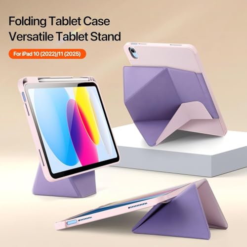 Image of ProElite Versatile Tablet Stand case for Apple iPad A16 10th /11th Gen Case, Smart flip Case with Stable Stands with Pencil Holder for iPad A16 10th /11th Gen, Pink