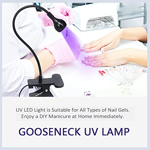 Toedo Uv Led Nail Lamp, 3W Gel Nail Polish Curing Lamp With 4 Levels Setting Gooseneck Lamp Clip Professional Nail Dryer For Gel Nail Polish Kit Nail Art Accessories Black #TOP1