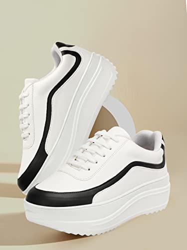 Image of Vendoz Women White Casual Stylish Sneakers