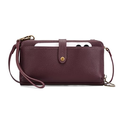 befen Genuine Leather Clutch Purse for Women Burgundy Purse with Built in Wallet RFID Wristlet Wallets Cell Phone Crossbody Travel Soft Real Leather Crossbody Bags Small Wristlet Clutch with 2 Straps