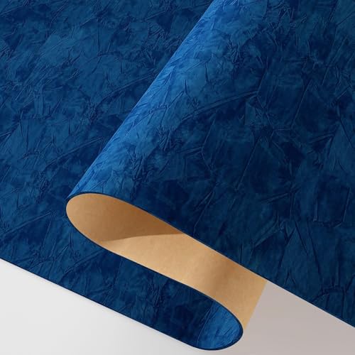Decotalk Papier Peint Velours Bleu Foncé 40X300cm Papier Adhesif Floqué Meuble Rouleau Adhesif Decoratif Pour Tiroir À Bijoux Revetement Adhésif Meuble...