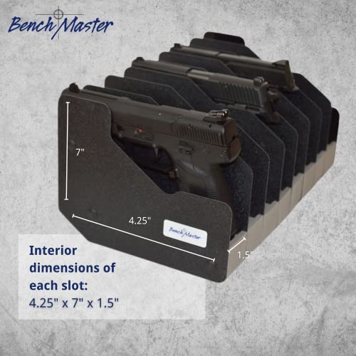 Benchmaster Pistol Rack, Handgun Safe Storage, Holds 8 Pistols, Secure Gun Holder Organizer, Kydex And High-Density Foam, No Metal, Lightweight, Sturdy, No Flex, Made In Usa #TOP2