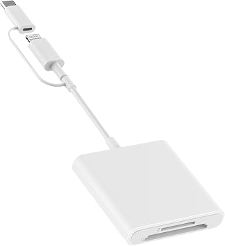 SD Card Reader for iPhone iPad, Lightening & USB-C Dual-Connector Trail Game Camera SD Card Viewer with MicroSD/SD Dual Slot Plug and Play for iPhone 16 15 14, iPad Pro/Air/Mini Galaxy Photography