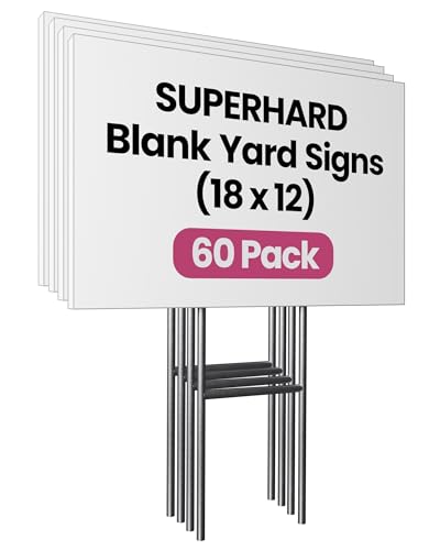 PartyPrints 60 Pack White Yard Signs with Metal Stakes