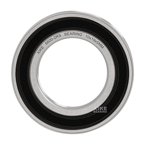 XIKE 2 pcs 6800-2RS Ball bearings 10x19x5mm Chrome Steel and Pre-Lubricated 6800RS Deep groove ball bearings with Double Rubber Seal.